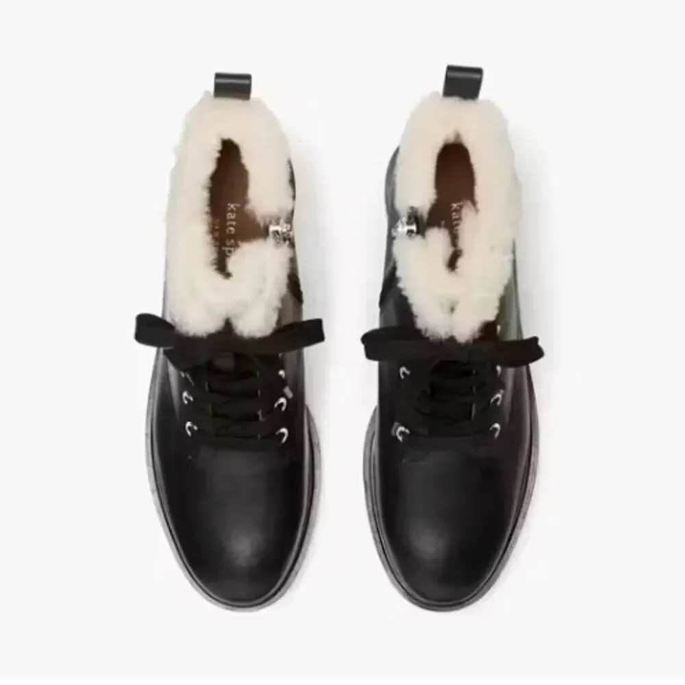 Kate Spade New York Jemma Lugged Sole Ankle Combat & Lace-up Boot Black